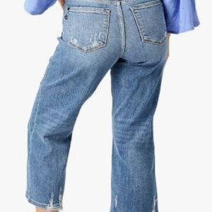 Judy Blue High Waist Destroy Button Fly Wide Leg Crop